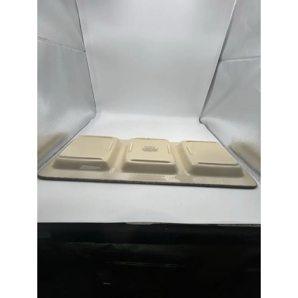 Home Garden Party Serving Tray Stoneware Collection Floral Print 3 Section